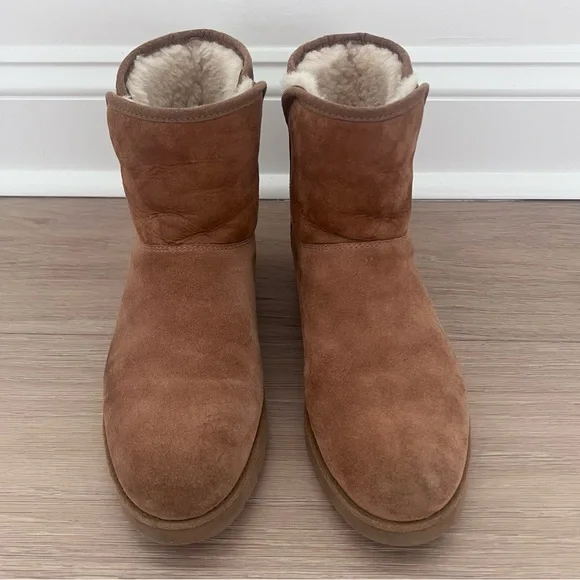 Women's UGG Kristin Suede Sheepskin Wedge Ankle Boots Chestnut Size 9.5 #1012497 - Picture 7 of 9
